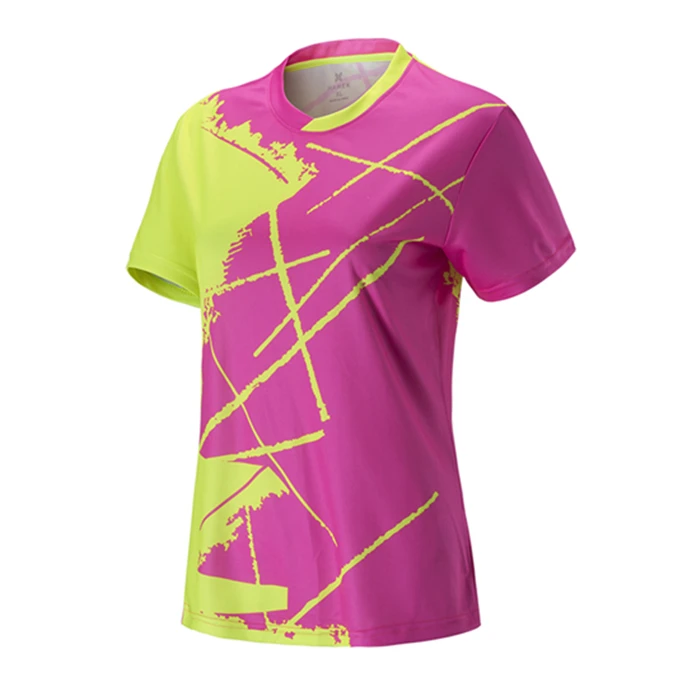 Для женщин и мужчин пара короткий рукав Гольф Настольный теннисные майки форменная одежда спортивная одежда бадминтон, бег футболка Воздухопроницаемый принт - Цвет: X5640 women rose