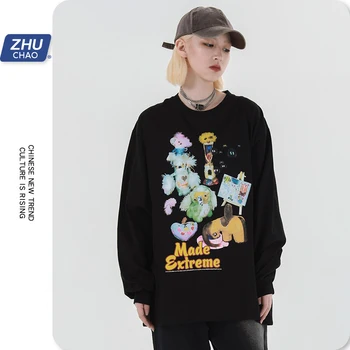 

Plush Doll puppet printed long sleeve T-shirt woman/Men's clothes Sweatshirt streetwear Hip hop Harajuku High street zhuchao