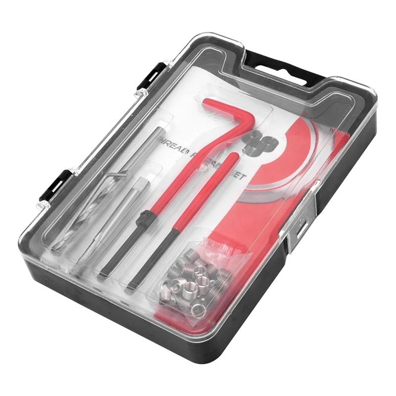 

M6 X1.0 Thread Repair Kit Helical Coil Threaded Insert Set Auto Car Engine Block Restoring Damaged Thread Repair Tool