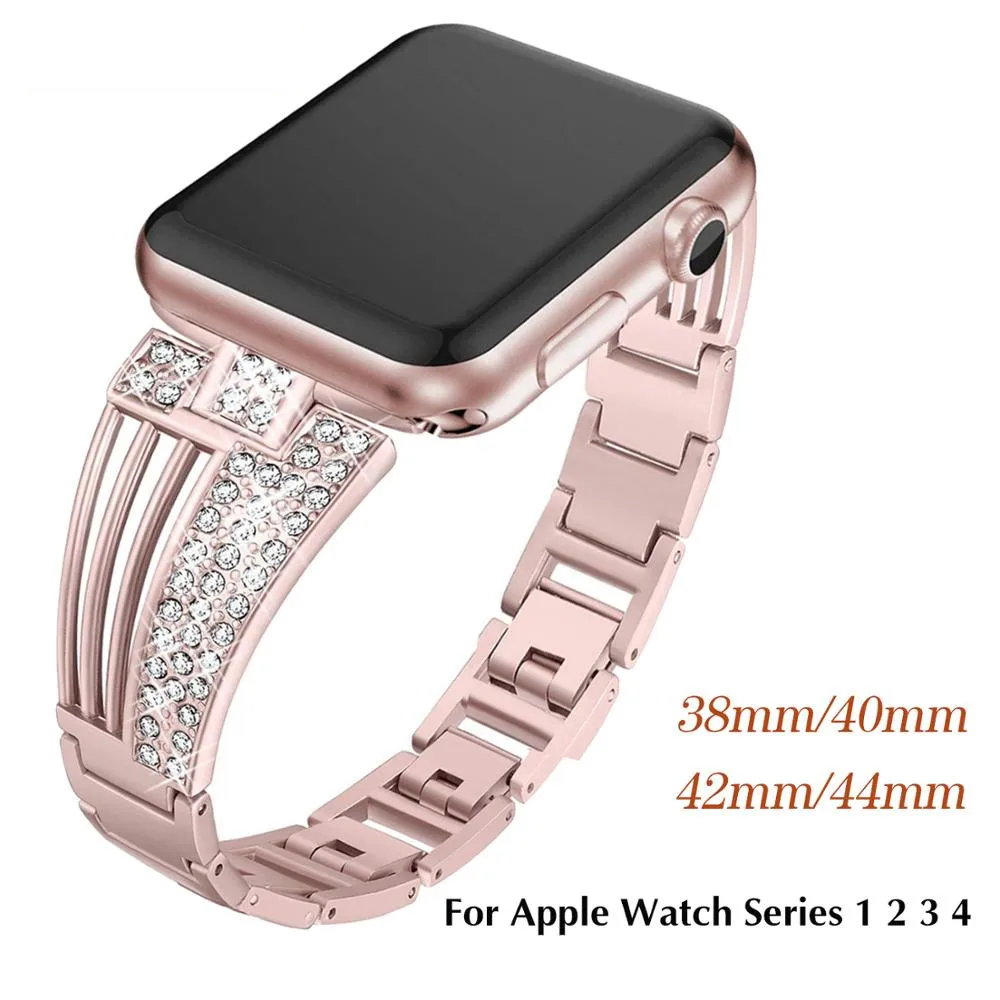 

Diamond Bracelet For Apple Watch 38mm 42mm 40mm 44mm Band For iWatch Series 4 3 2 1 Stainless Steel Watch Band