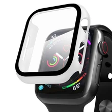 Для Apple Watch 44 мм серия 5 Чехол со стеклянным экраном протектор ПК+ пуленепробиваемый полная защита бампер для iwatch 4 40 мм HD пленка