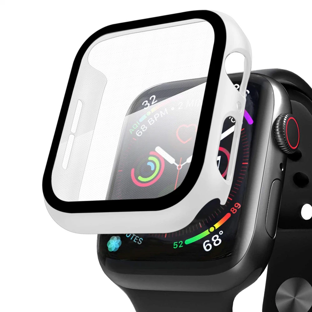 Чехол для Apple Watch 44 мм Series 5 чехол со стеклом протектор экрана из поликарбоната +