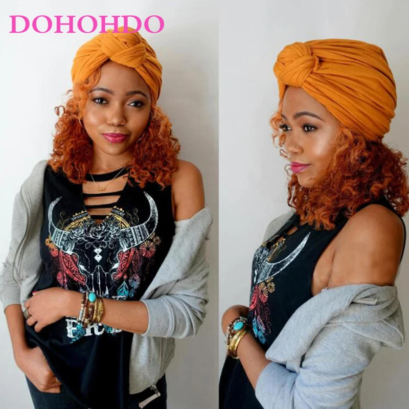 

DOHOHDO Cotton Turban Hats 2020 New Fashion Women 13 Soild Color Black White Red Beige Green Indian Turban Hats Caps For Ladies