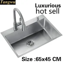 Квартира роскошная кухня ручная раковина одинарная мойка vogue сделать блюда 304 нержавеющая сталь Горячая 65x45 см