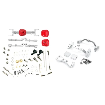 

1 Set Front Rear Upgrade Metal Axle Housing & 1 Set Metal Pull Rod Base Seat + Axle Up Servo Bracket Mount for Mn D90