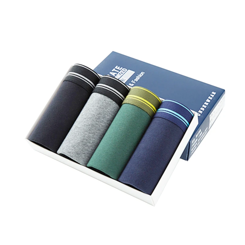 

Ready Stock 4PCS Men's Cotton Underwear Skin-Friendly Comfortable Breathable Men Boxers Gift Set