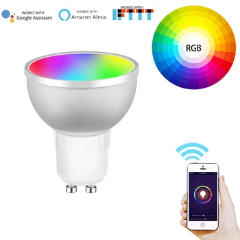 

GU10 WiFi Smart LED Light Bulb Dimmable Lamp RGB+C+W 2700-6500k Warm White Daylight Multicolor Work with Alexa Google Home IFTTT