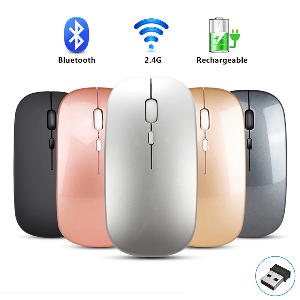 Беспроводная мышь Bluetooth перезаряжаемая USB Wifi для ПК настольного компьютера