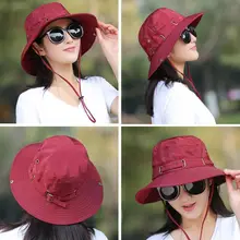 Женская Мужская Летняя рыболовная шляпа Bonnie широкая, с защитой от ультрафиолета, одноцветная Складная Кепка для кемпинга, туризма, путешествий, пляжа, с ремешком для подбородка