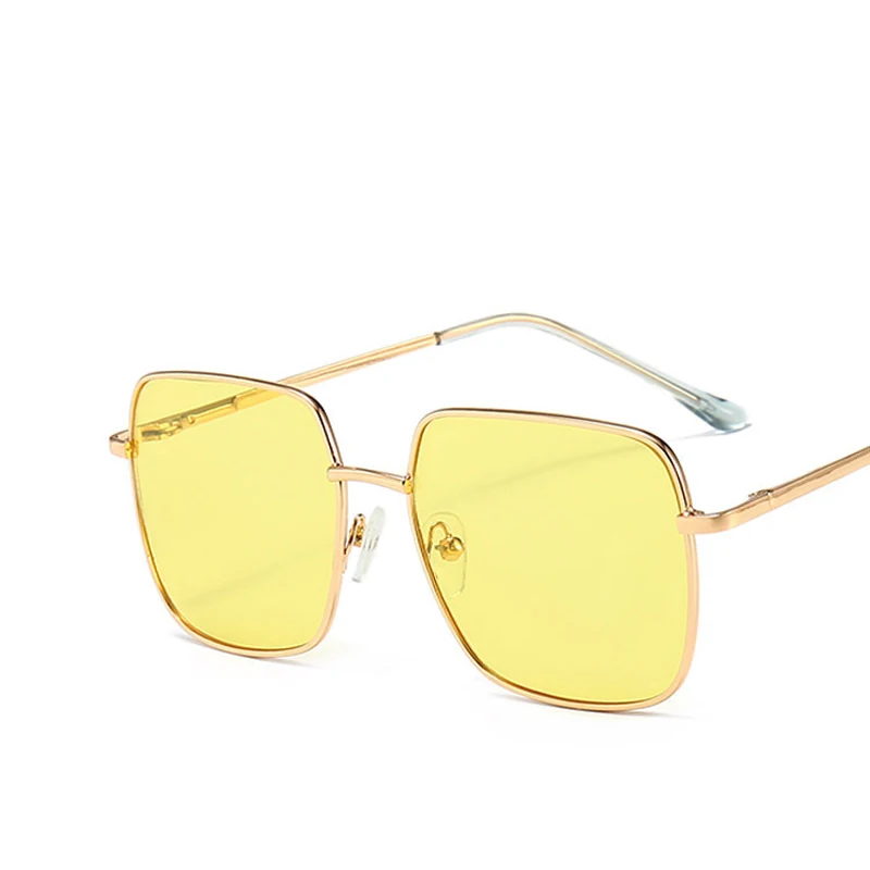 C6 Gold Yellow Детские милые Квадратные Солнцезащитные очки в металлической оправе, детские розовые, синие, фиолетовые линзы, модные очки для мальчиков и девочек с защитой от уф400 лучей - Цвет линз: C6 Gold Yellow