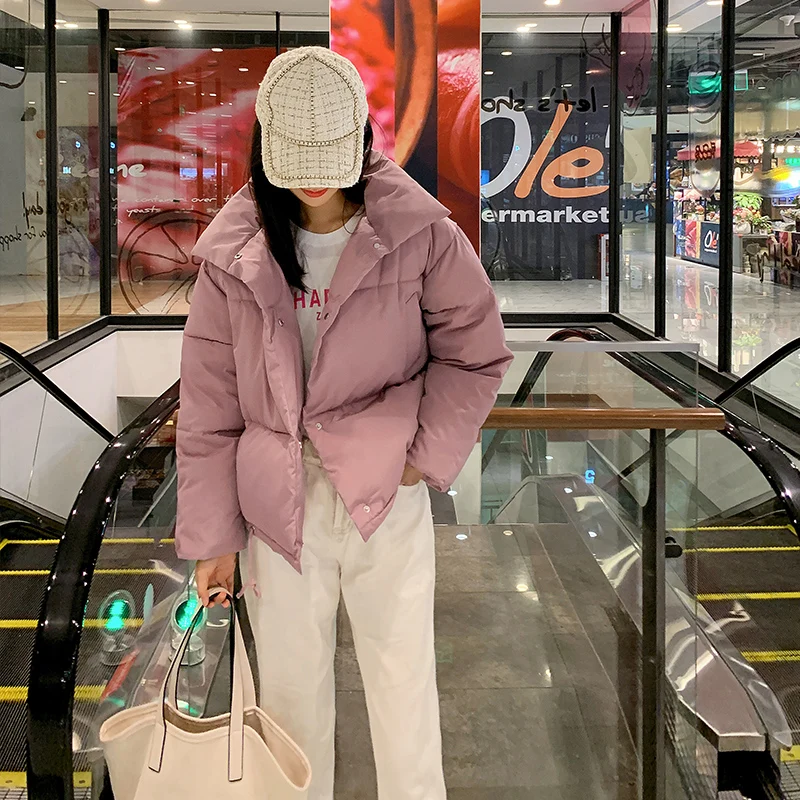 New Winter Jacket Women Parka Warm Casual Cotton Padded Jacket Warm Thick Outerwear Hooded Winter Coat SZ93 - Цвет: Розовый