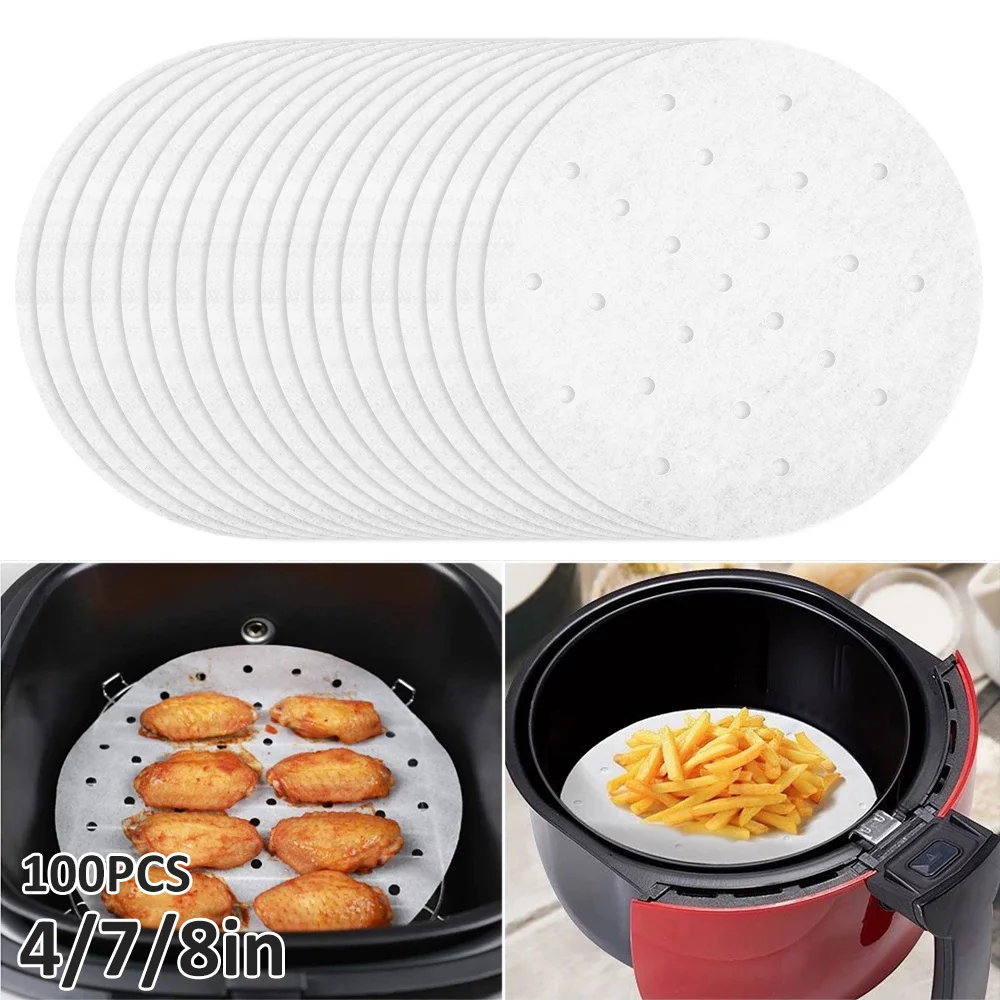 100Pcs Air Fryer Liners Food Grade Reusable Silicone Anti slip Round