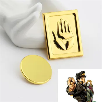 

Hot New Japan Anime JoJo's Bizarre Adventur Kujo Jotaro Brooch Cosplay Costumes Accessories Golden Metal Same Style Fibula Gift