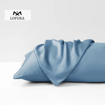 

Lofuka Women Morandi Blue 100% Silk Pillowcase 6A Grade Silk Exquisite Pillow Case Pillow Cover For Beauty Sleep Free Shipping