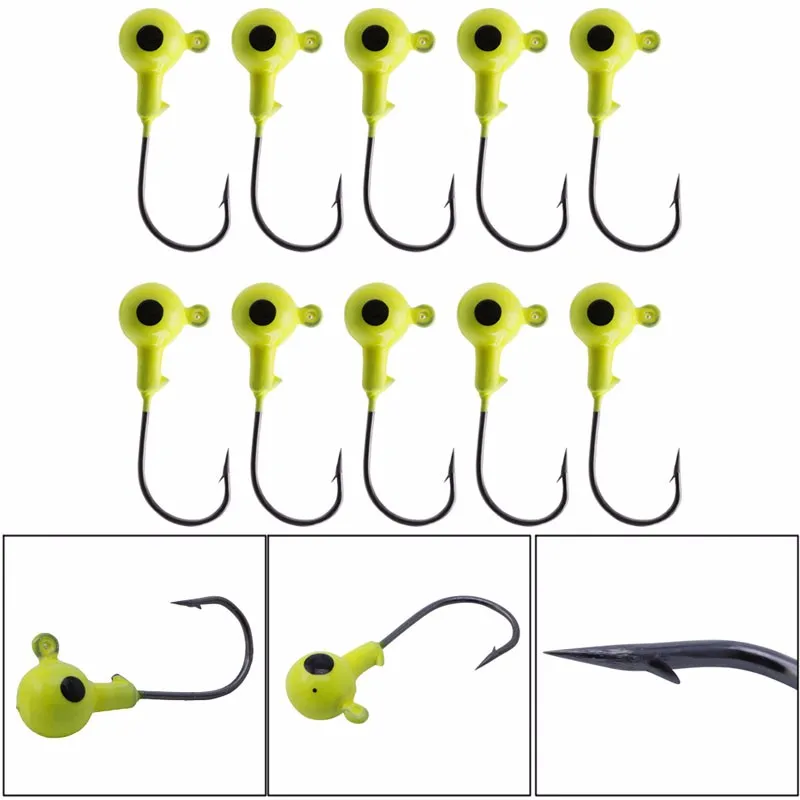 10pcs/Set 5g Lead Jig Round Head Fish Hooks Fishing Lures Bait Fishing Tackle Whosale&Dropship