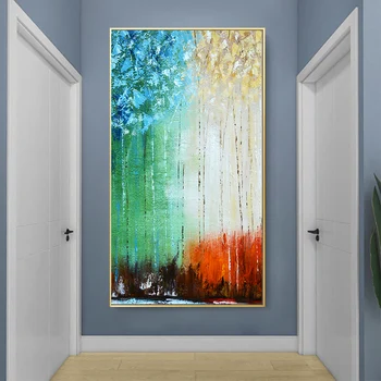 

Abstract Four Seasons Color Oil Painting on Canvas Posters and Prints Scandinavian Wall Art Picture for Entrance Cuadros Decor