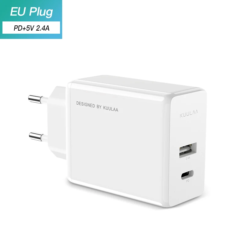 KUULAA Quick Charge 3,0 USB зарядное устройство 30 Вт QC3.0 QC DP Быстрая зарядка ЕС Supercharge зарядное устройство для мобильного телефона для iPhone samsung Xiaomi - Тип штекера: White PD-2.4