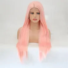 RONGDUOYI светильник, розовые кружевные парики для женщин с боковой частью, Длинные шелковистые прямые синтетические кружевные передние парики, парик для косплея из теплового волокна