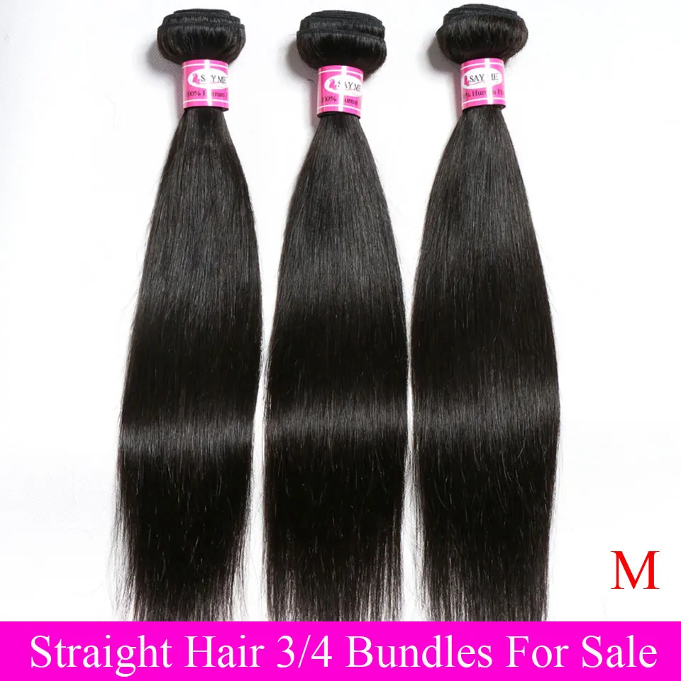 

Straight Hair 3/4 Bundles Deal Brazilian Hair Weave Bundles Remy 100% Human Hair Bundles Natural Color SAY ME Hair Extension