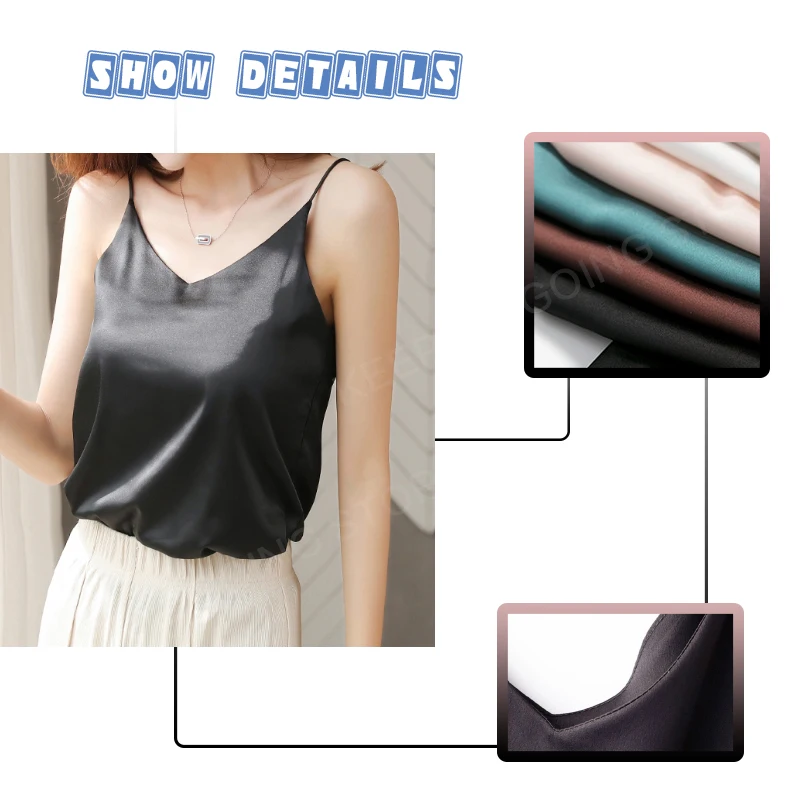 V-neck Satin Beauty Back Camisole Women's Outer Wear Off-shoulder Bottoming Shirt Looks Thin and All-match New Product