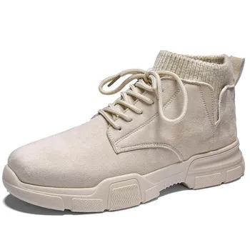 

Riding boots men's winter new comfortable mid-high boots men non-slip socks casual tooling shoes men's boots