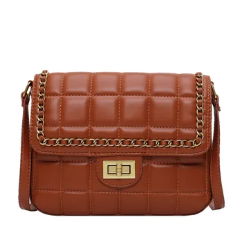 

Luxury chain shoulder bag for women 2019 Designer fashion small square bag personality trend messenger bag Korean version brown