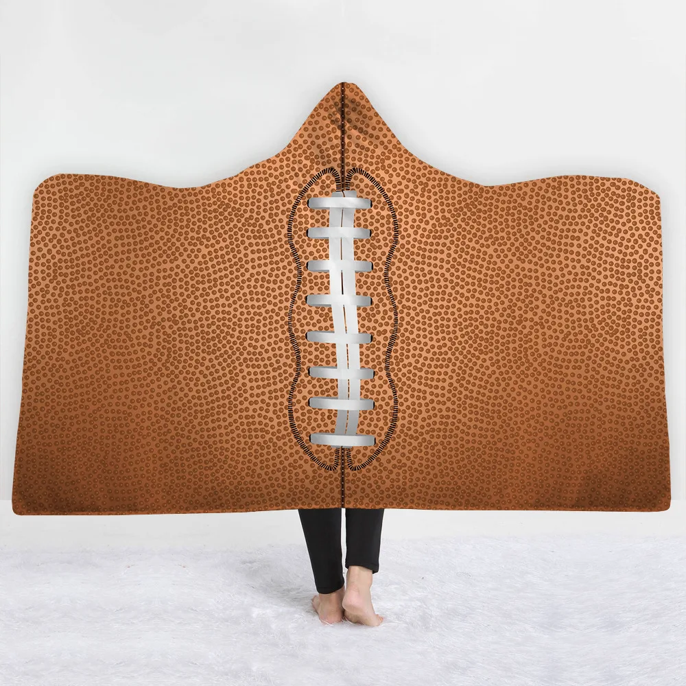 

Explosive Hooded Blanket Cloak Hat Blanket jia ju tan Blanket Thick Blanket Rugby Series