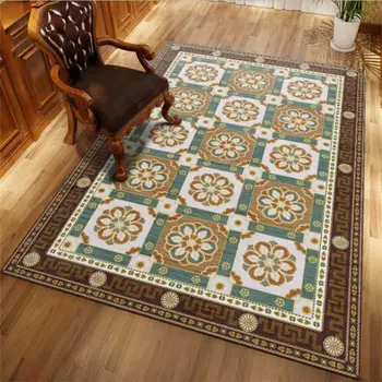 

Carpets for Living Room Chinese Style Geometric Flower Pattern Carpet Floor Mat Living Room Table Accessories Christmas Rug