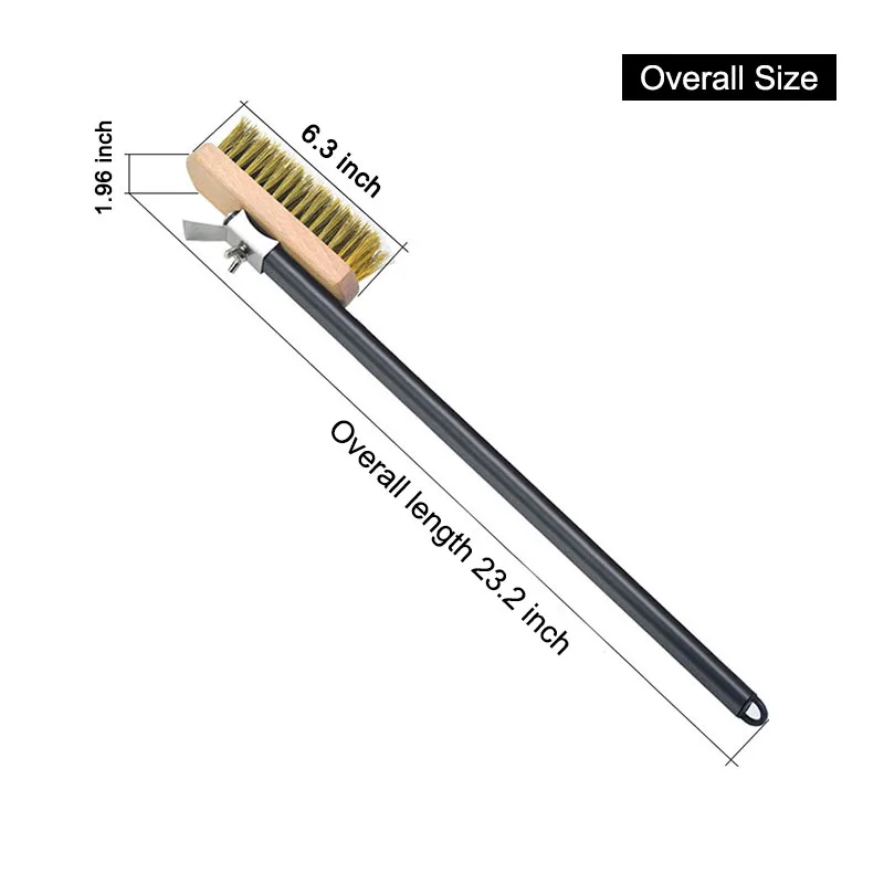 Grill Doméstico, Escova De Limpeza De Latão, Punho De Alumínio, 21 cm