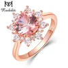 Kuololit Morganite Gemstone Rings for Women 925 Sterling Silver Round Cut Stone Rose Gold Ring Wedding Engagement Fine Jewelry ► Photo 2/6