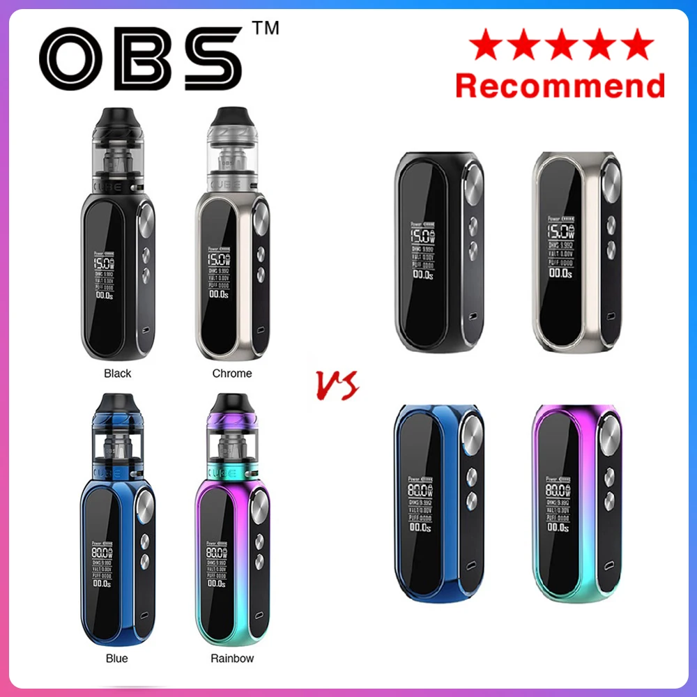 OBS Cube VW Box MOD vs Kit с 4 мл сетчатым баком аккумулятором 3000 мАч макс. 80 Вт на выходе vape box