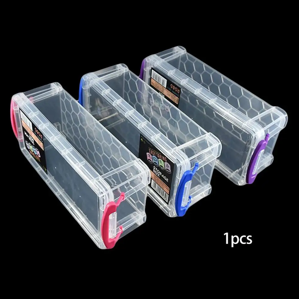 Прозрачный пластиковый пенал обучающий ящик Прямоугольный двойной пряжкой белый полупрозрачный пенал