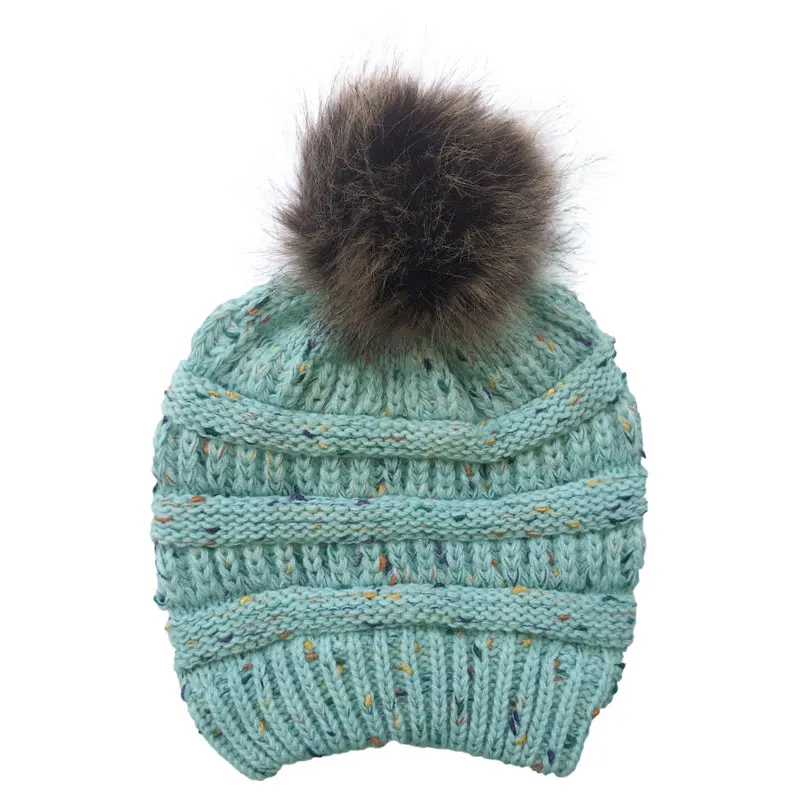 Light blue Вязаные зимние шапки женские Skullies женские шапочки с помпоном шапка Повседневная вязаная шапка женская мода slouky Beanie теплая шапка s шерстяная шапка - Цвет: Light blue
