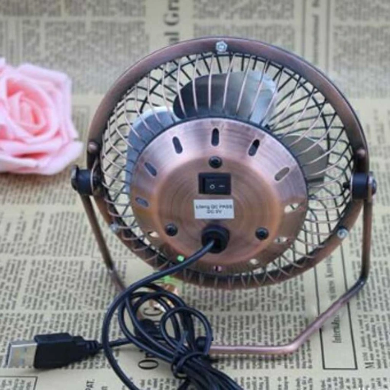 

Y98B Mini USB Table Desktop Personal Fan Computer Heat Dissipation Adjustable High Compatibility Metal Design Antique Quiet Home