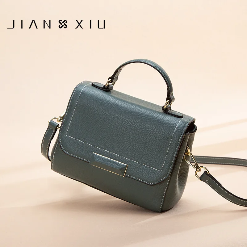 

JIANXIU Leather Bag WOMEN'S Bag New Style 2019 Crossbody Bag Versitile Fashion Square Sling Bag Cowhide Oblique Bag