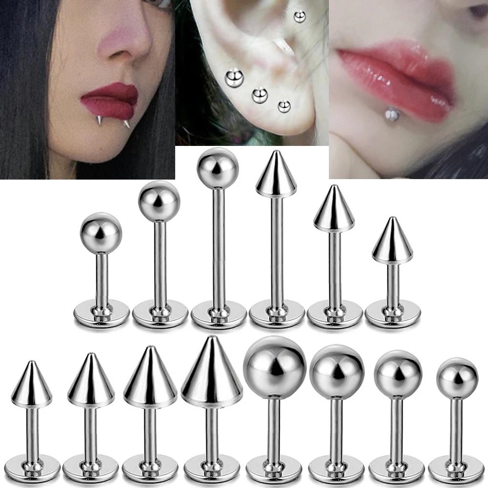 Piercing Jewelry Body Piercing Earrings Ear Piercing Jewelry Ear Studs Metal Jewelry Body Piercing Jewelry Body Jewelry 2PCS Kpop Women Helix Lip Ear Studs Earrings Piercing Korean Style Fashion Stainless Steel Body Jewelry Gift Punk Accessories