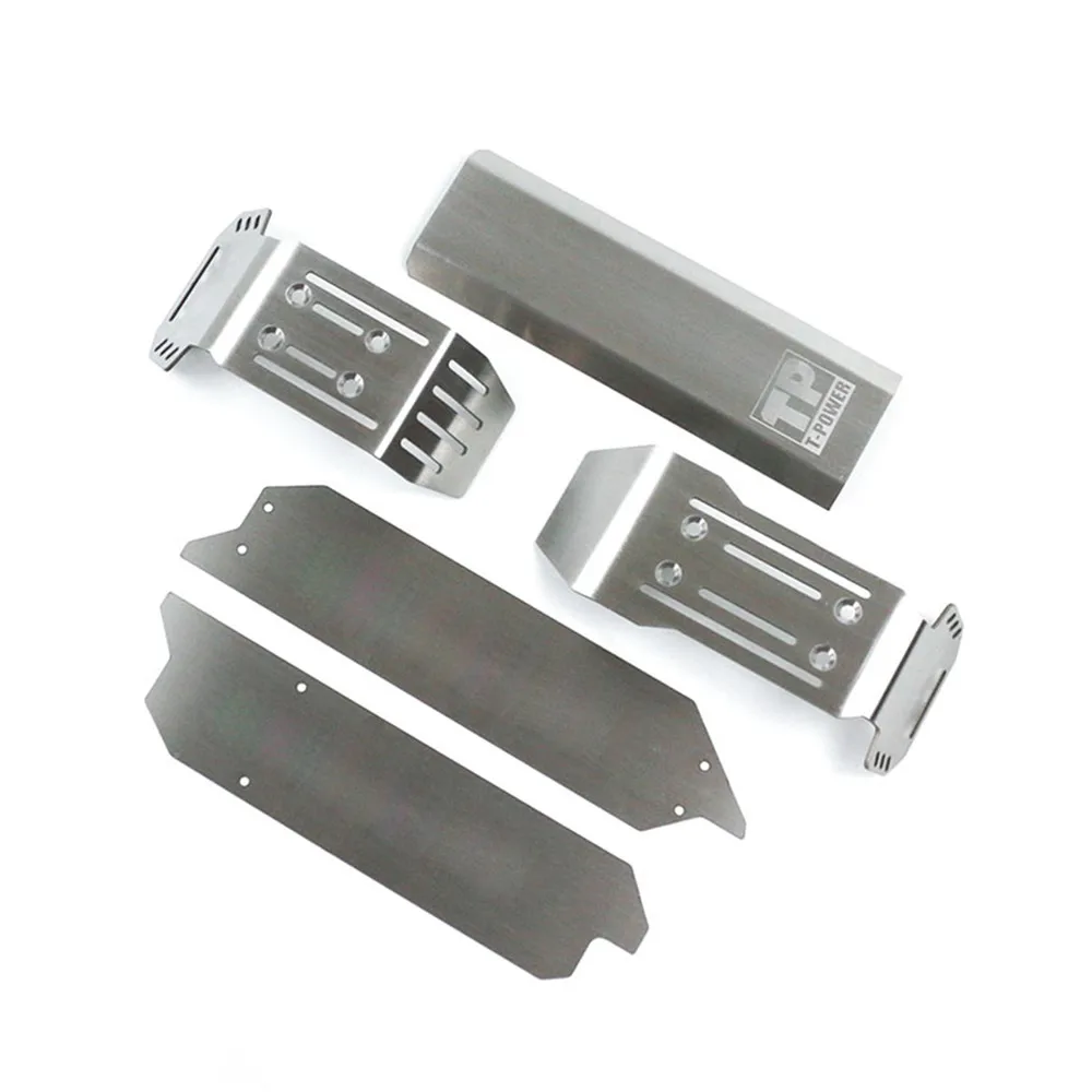 SILVER 1 комплект из нержавеющей стали шасси Броня анти-защита от столкновения защитная пластина набор для TRAXXAS 1/10 MAXX RC автомобилей запчасти для обновления - Цвет: SILVER