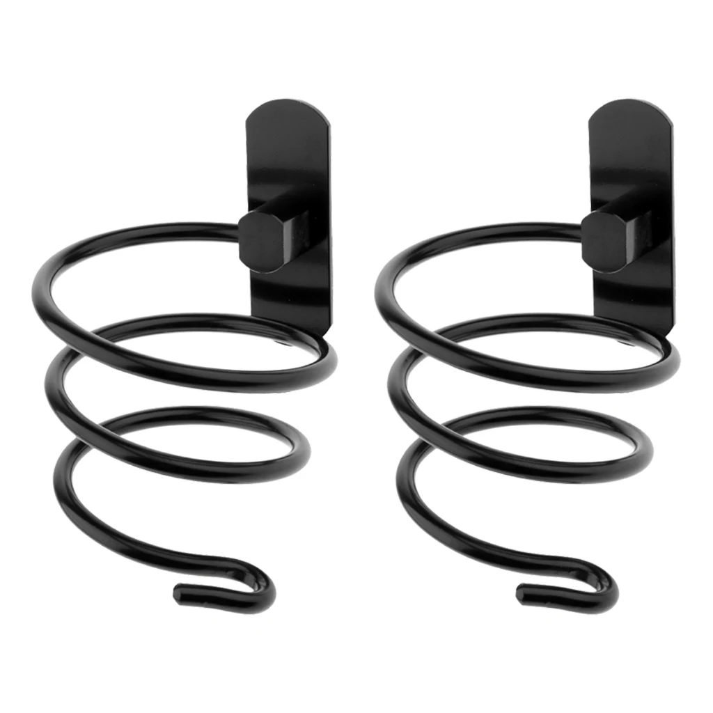 Set of 2, Spiral Style Hair Dryer Stand Holder Wall Mounted, Great Bathroom Washroom Organizer