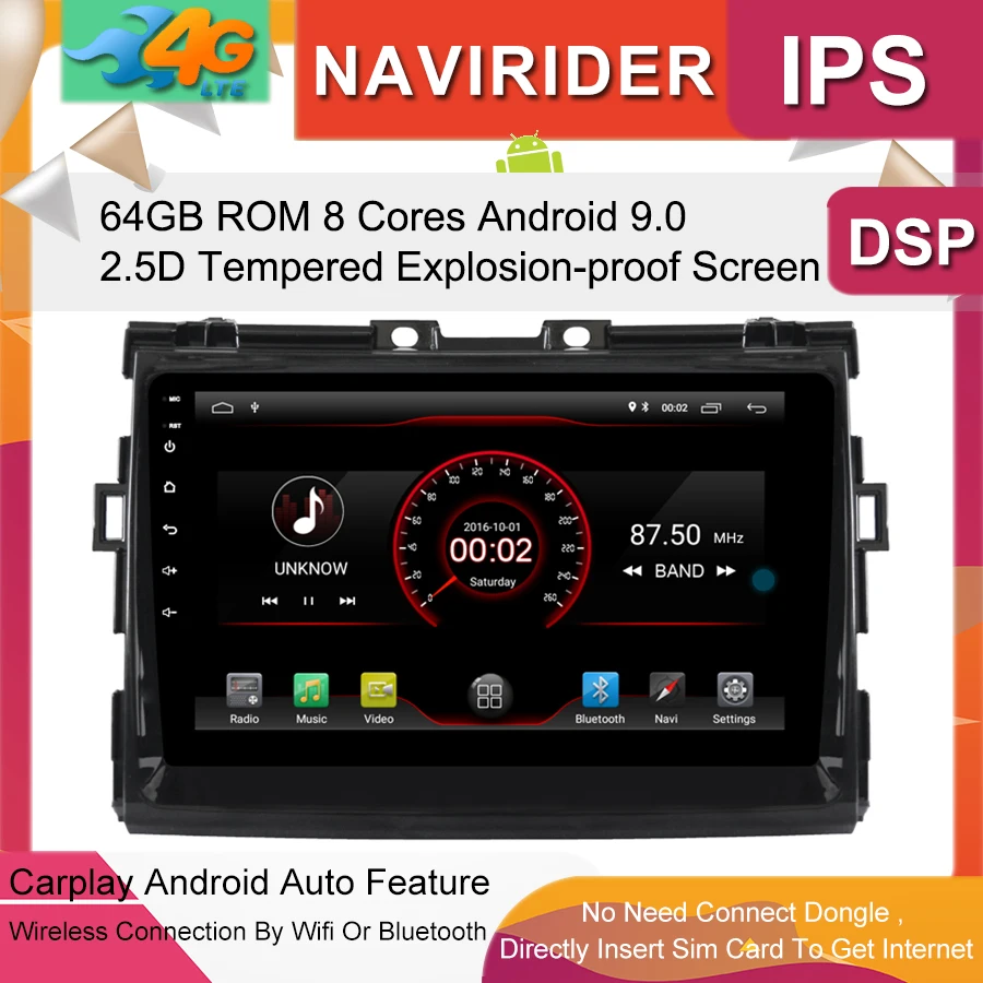 Clearance Built in 4G Lte car Intelligent navigation tape recorder 9.0 android car gps radio multimedia player for toyota ESTIMA 0