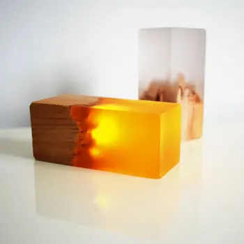 

Creative USB power resin solid wood night light Home decoration atmosphere lamp Yellow white resin As Xmas gift