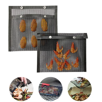

Non-Stick Mesh Grilling Bag Reusable BBQ Bags Fruit Vegetable Meat Storage Bag Heat Resistant Kitchen Outdoor Barbecue Tool