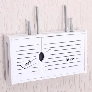 

Wireless Wifi Router Storage Box PVC Panel Shelf Wall Hanging Plug Board Bracket Cable Storage Organizer Home Decor 1pc