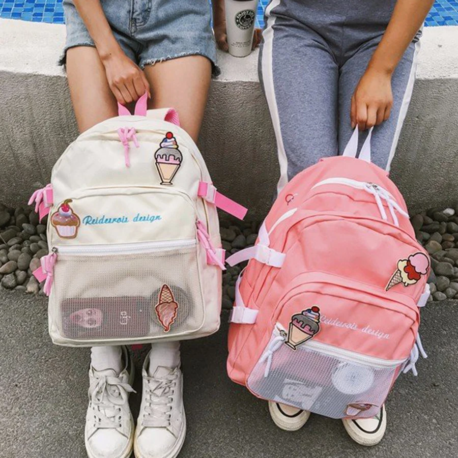 Harajuku женский рюкзак большой емкости школьные сумки для подростков девочек красивый туристический рюкзак Kawaii холст книжная сумка высокого качества
