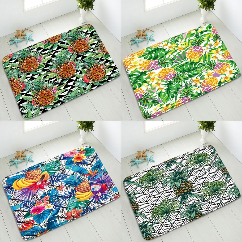 Tropical Fruit Pineapple Bath Mat Shower Room Anti Slip Pads Living