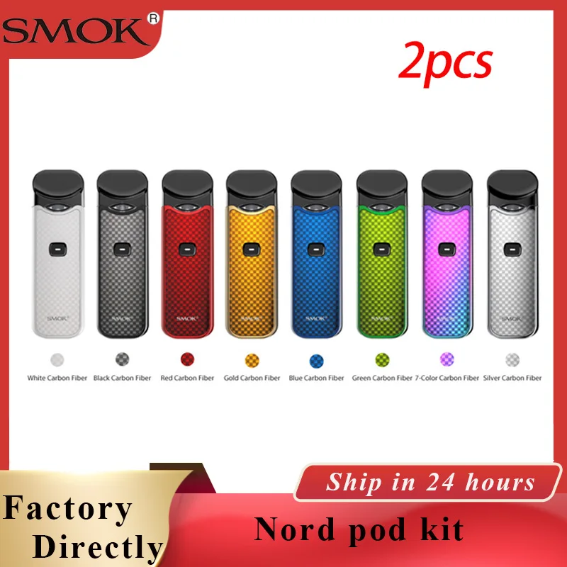 

2pcs New Colors Smok Nord Kit Vape pod 1100mAh Built-in Battery 3ML Pod Cartridge Vape Pen Kit fit Nord Coil