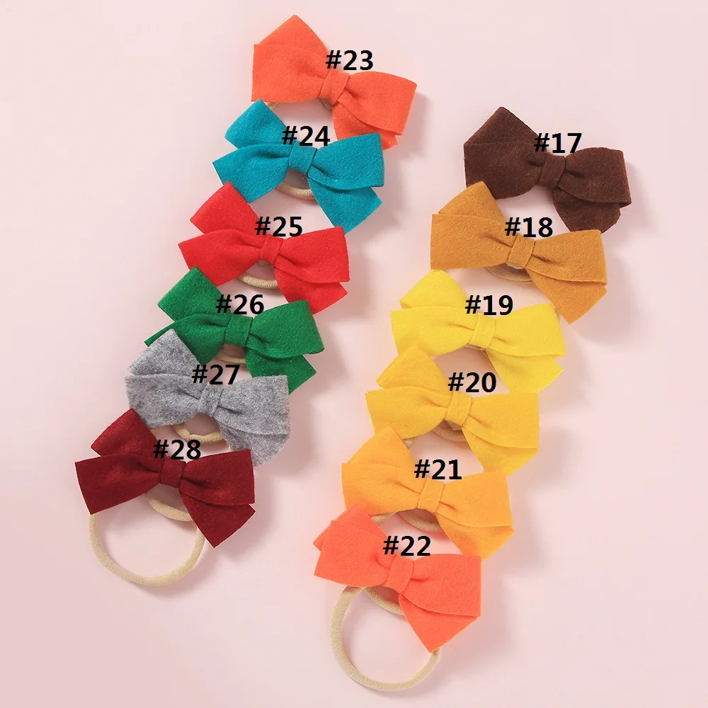10pcs/lot 30 color Handmade Kids Bow Headbands solid environmental hairwear Fashion Soft Girls Kid Boutique Hair Accessories