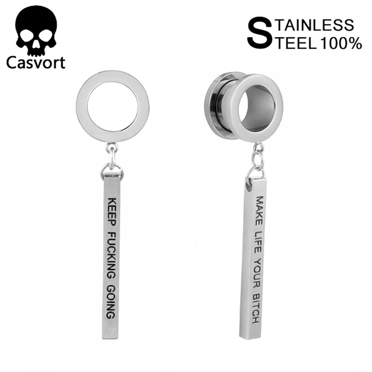 Casvort, 2 шт., серьги для пирсинга, расширитель, туннель, заглушка, Висячие шпильки, седло, ушные измерители, носилки, модные украшения для пирсинга тела, подарок