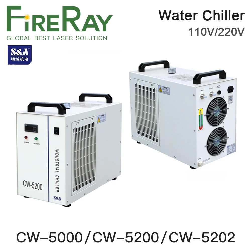 

S&A CW5000 CW5200 CW5202 Industry Air Water Chiller For CO2 Laser Machine Cooling CNC Spindle 80W 100W 130W 150W Co2 Laser Tube