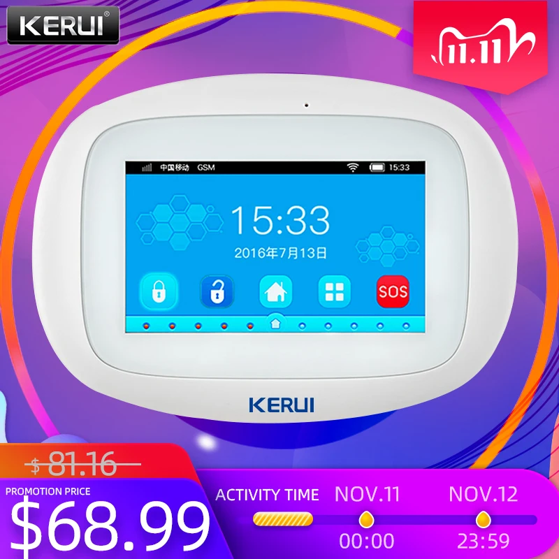 Периметр защиты KERUI K52 Wi Fi GSM центральный Управление Панель 4 3 дюймов TFT Цвет Экран