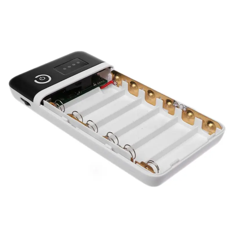 

Dual USB QC 3.0 6x 18650 Battery DIY Power Bank Box With LED Light DC 9V 12V Charger For iPhone Xiaomi Cell Phone Tablet LX9A